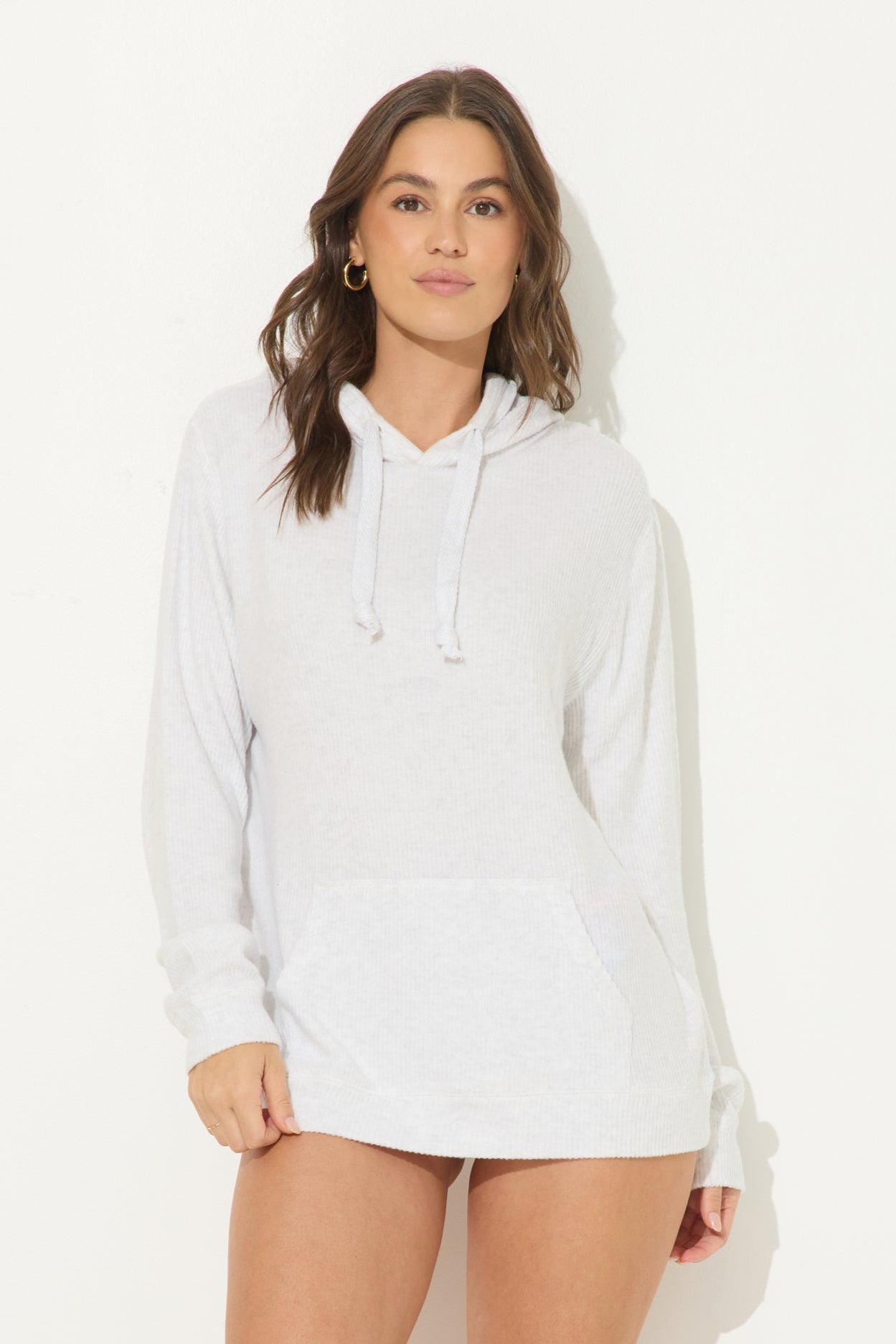 Ash Grey Ribbed Hacci Hoodie