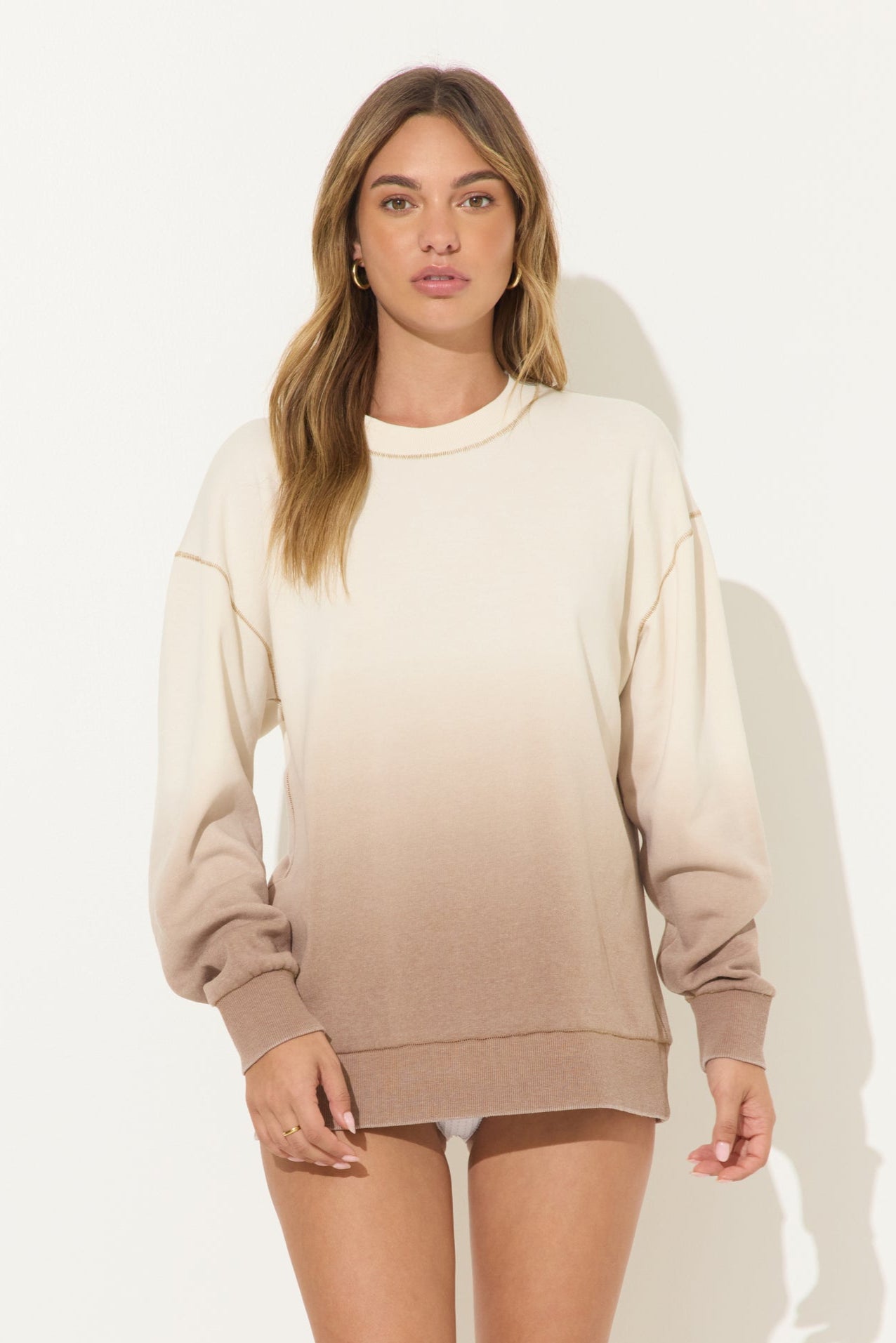 Coconut Caramel Tonal Dip Dye Crewneck