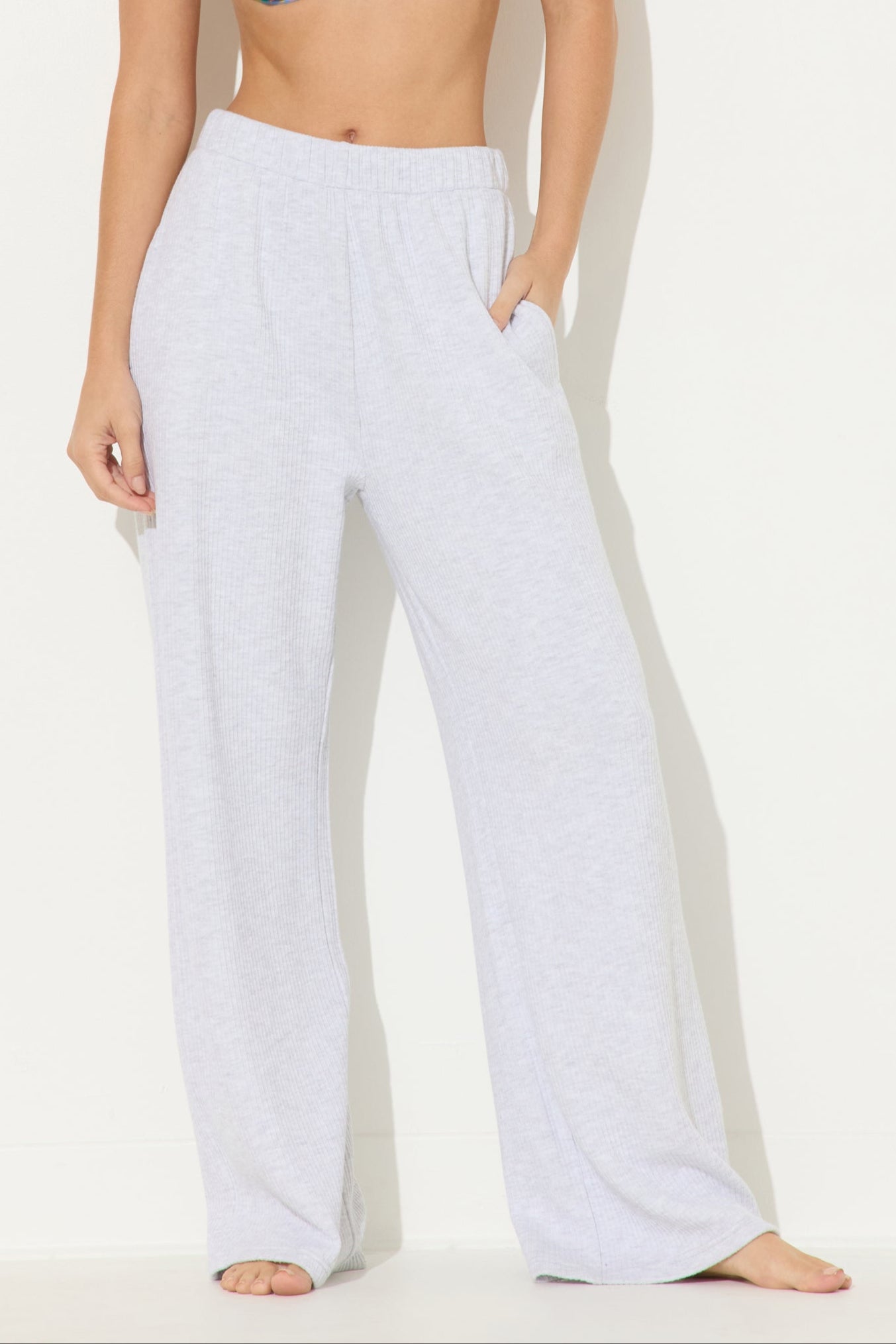 Ash Grey Texture Rib Cord Pants