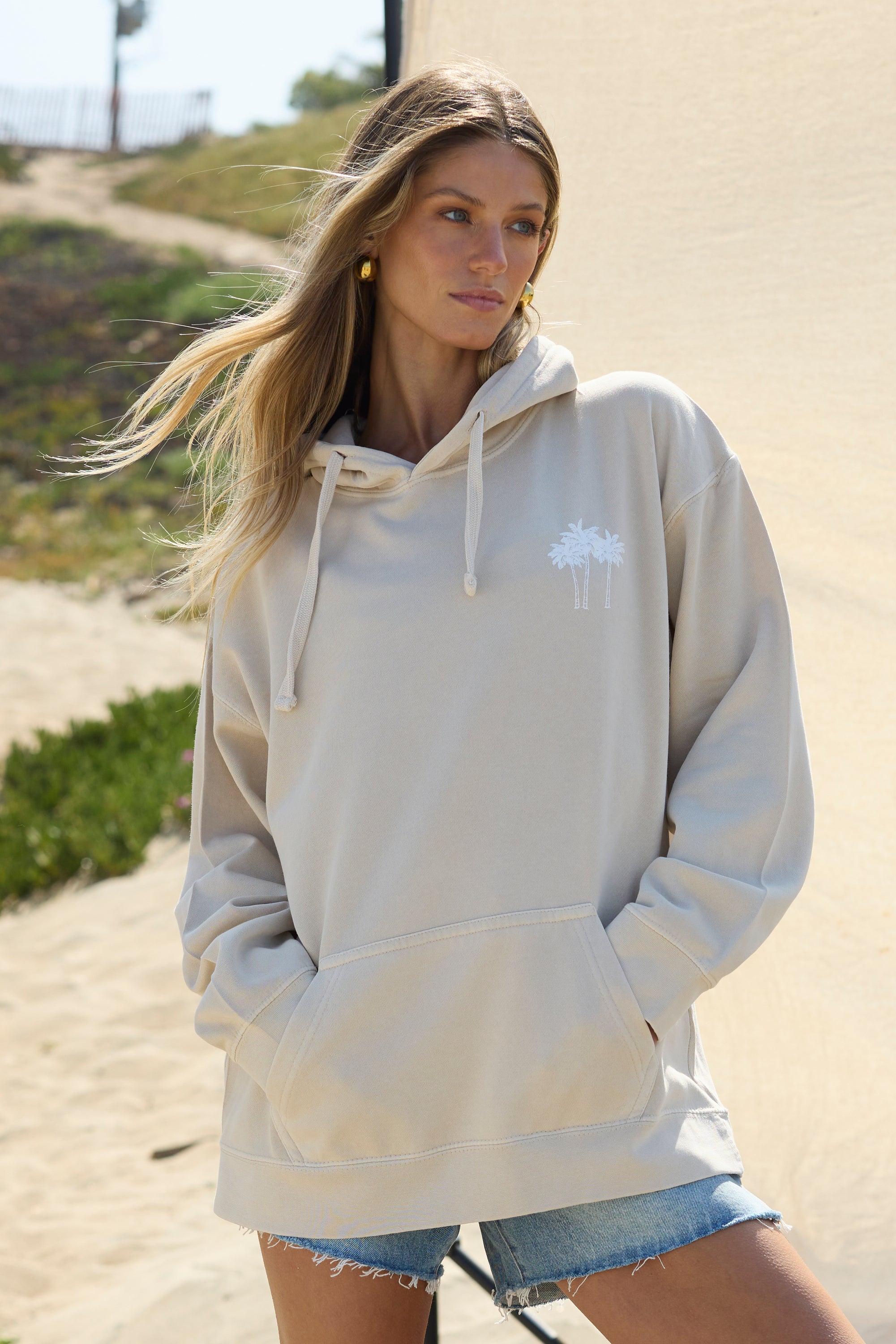 Palm Tree Garment Dye Hoodie