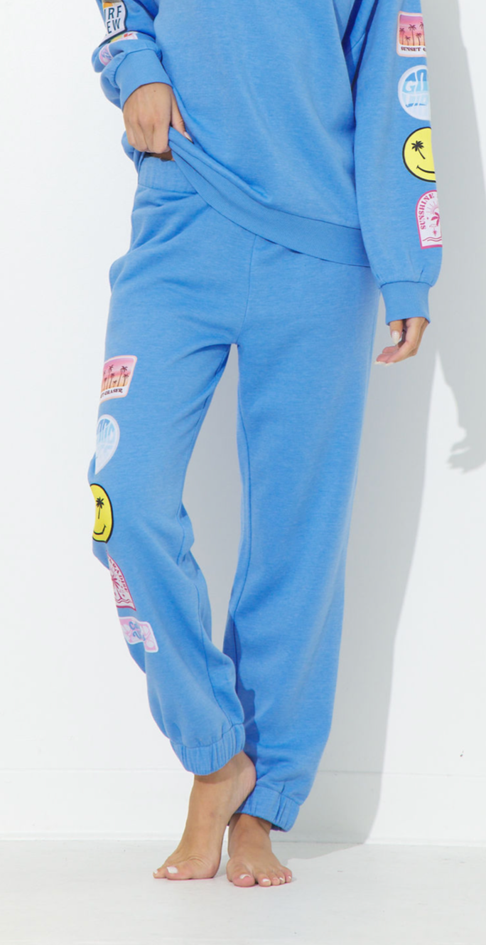 Sea Bright Blue Surf Wash Jogger with Patches